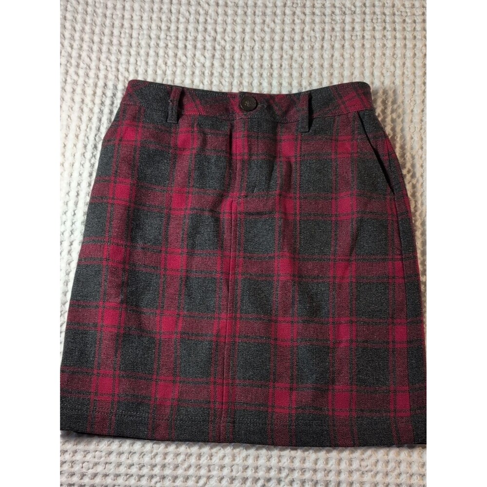 Eddie Bauer Wool Blend Red and Gray Plaid Mini Skirt Size 4